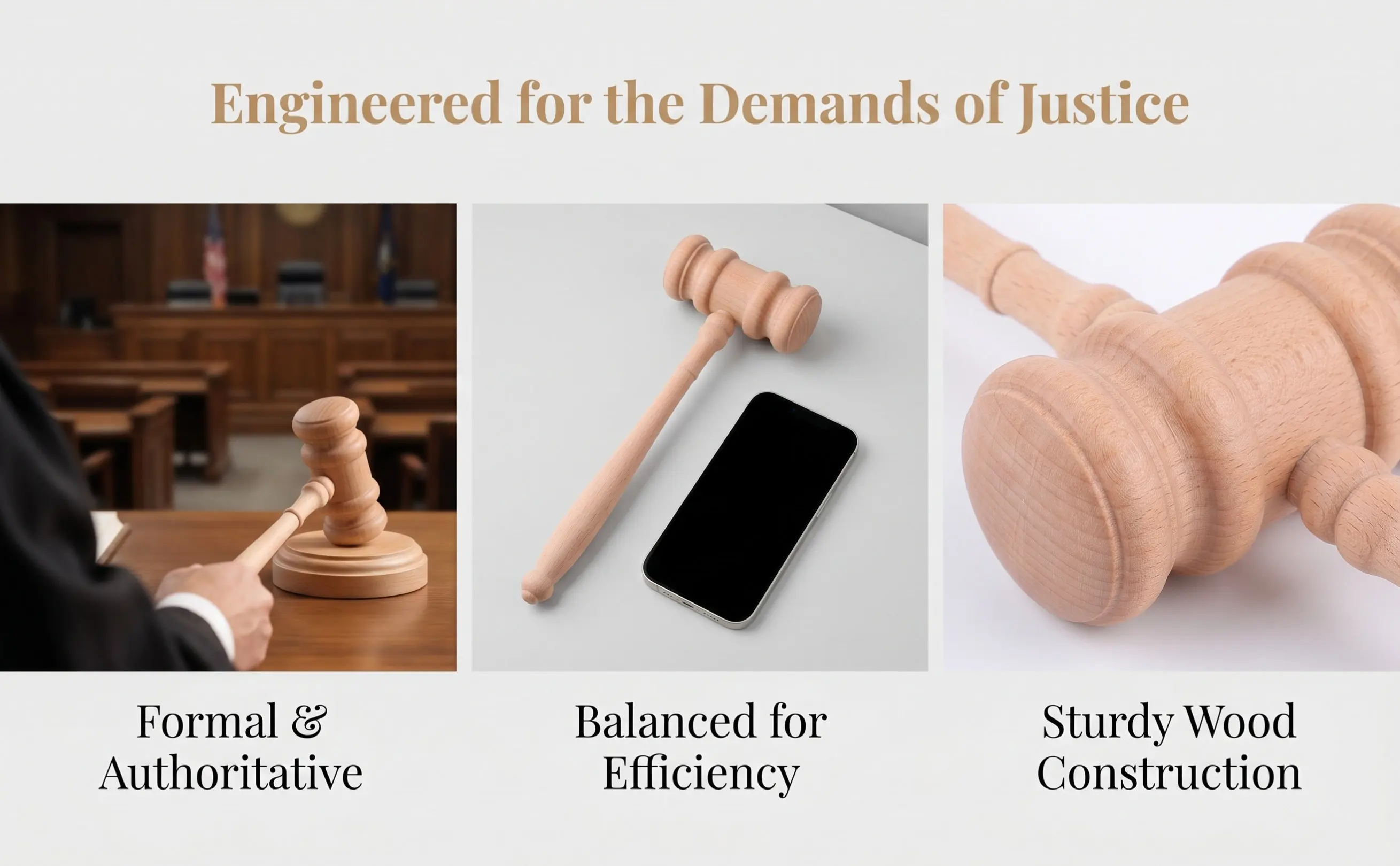 Handcrafted Wood Judge Gavel Stable Solid Hammer for Courtroom Civil Legal Use Efficient Decision Tool