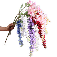 New Arrival One Silk Wisteria Hanging Greenery Plant Artificial 6 Flower Strings Golden Shower Tree Branch for Wall Floral Decor