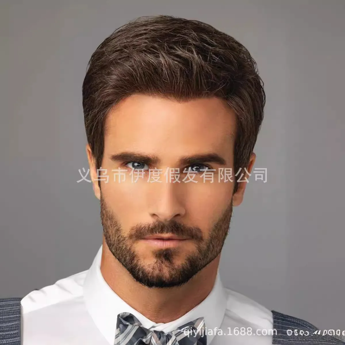 Syntetyczna Krótka Prosta Szara Srebrna Peruka Męska Naturalny Wygląd Pełna Peruka Codzienna Odporna na Ciepło Włókno Cosplay Impreza