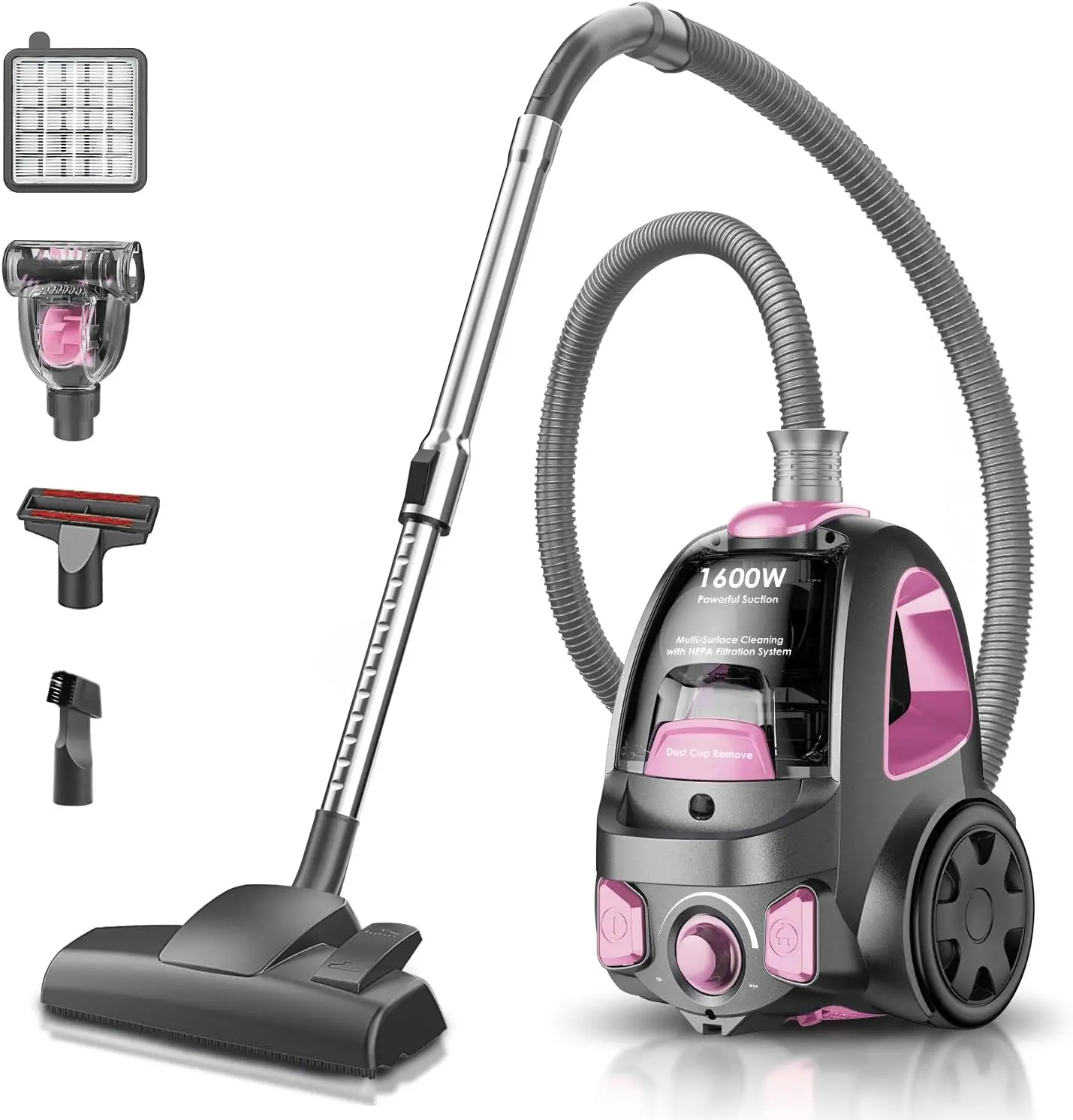 Bodenstaubsauger, 32Kpa 1600W Zyklon-Kraftsauger für Zuhause, 3,7QT Großer Staubbehälter, Leichtgewichtig