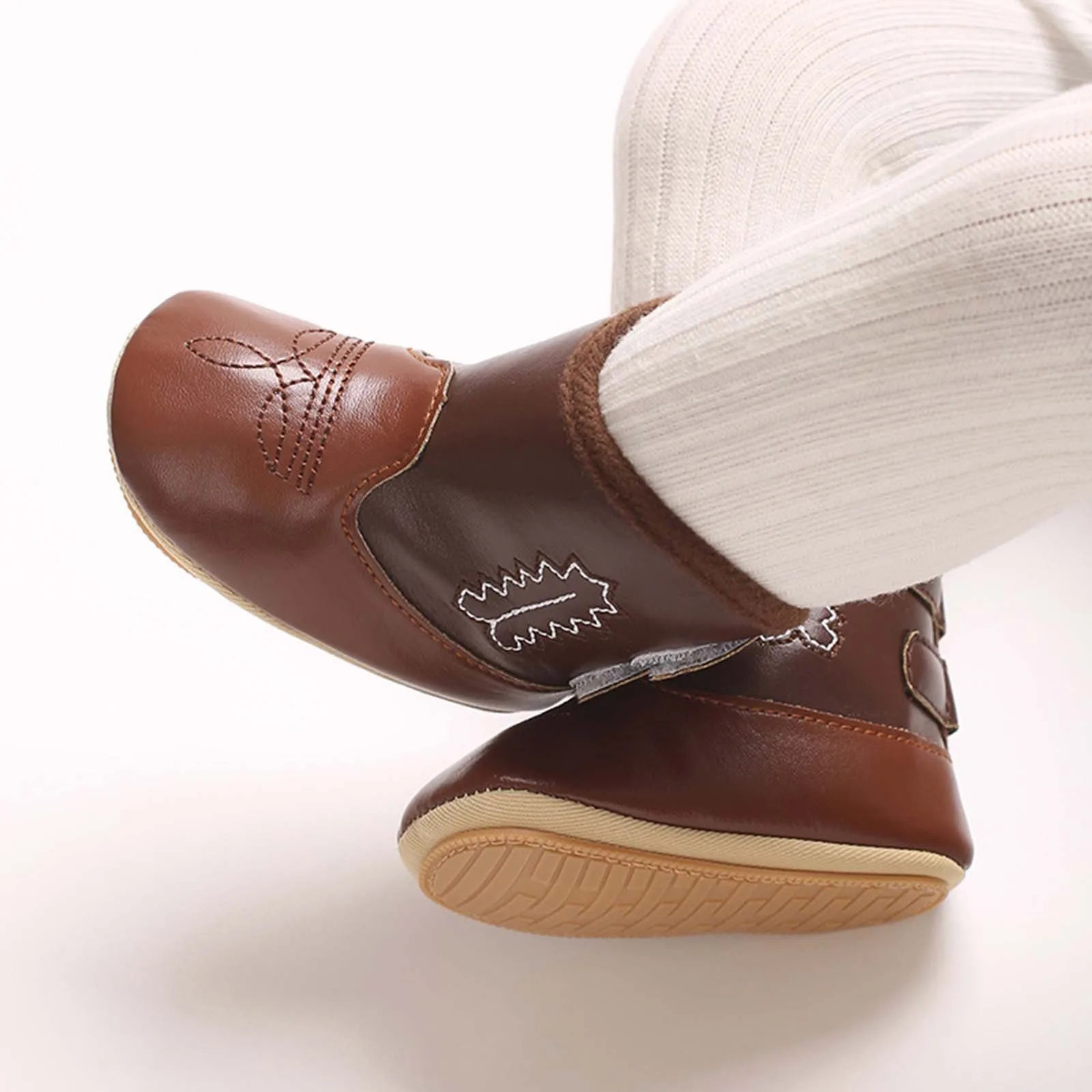 

Infant Slipper Socks Newborn Baby Boots PU Leather Floral Print Soft Sole Shoes For 0 1 Year Olds Newborn Baby Girl Shoes