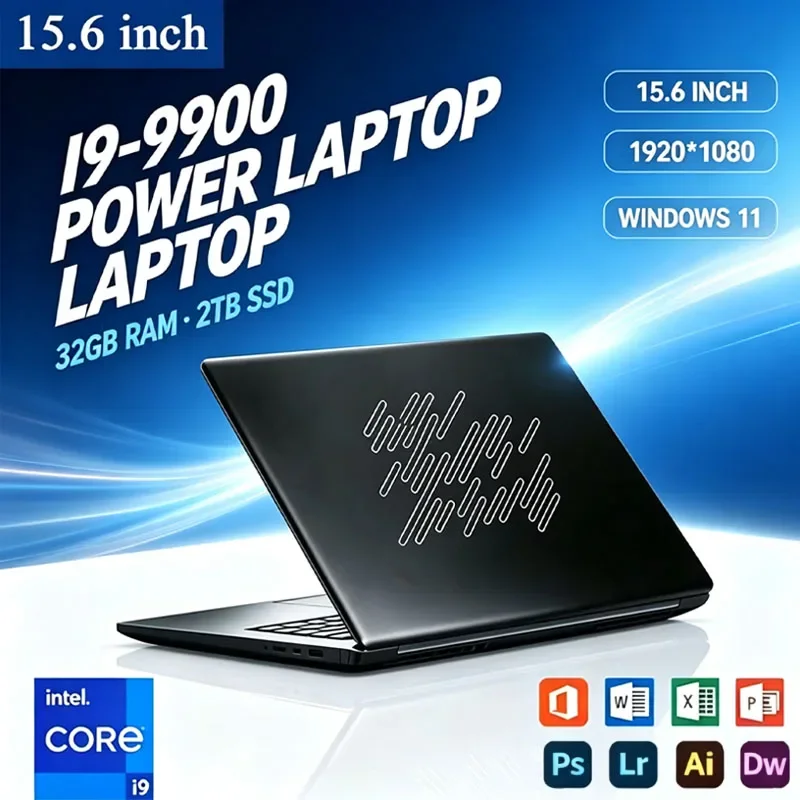 15.6inch Ultra Slim Laptop Intel Core I9-9900 16GB RAM 1/2TB SSD Windows11 Fingerprint Unlock Office Game Backlight Laptop