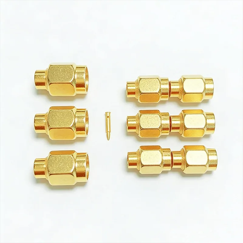 Brass SMA Male Solder Connector, RF Coaxial SMA Plug for RG405 Cable, 50 Ohm Gold Plated
