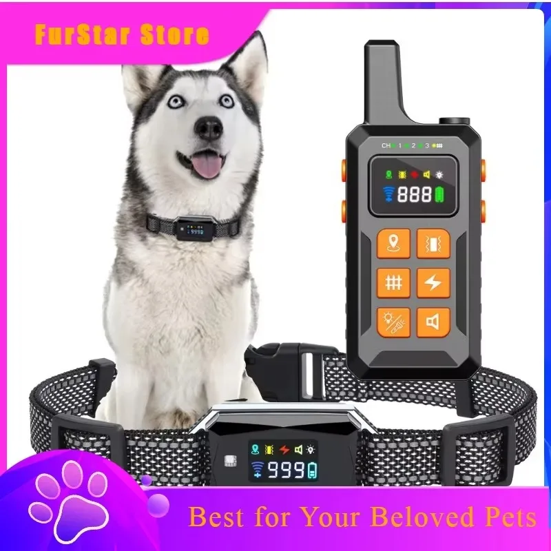 FurStarLatest Pet Trends GF02 Smart Remote Control GPS Dog Fence Training Collar With Vibration Static Shock Voice Security Prot