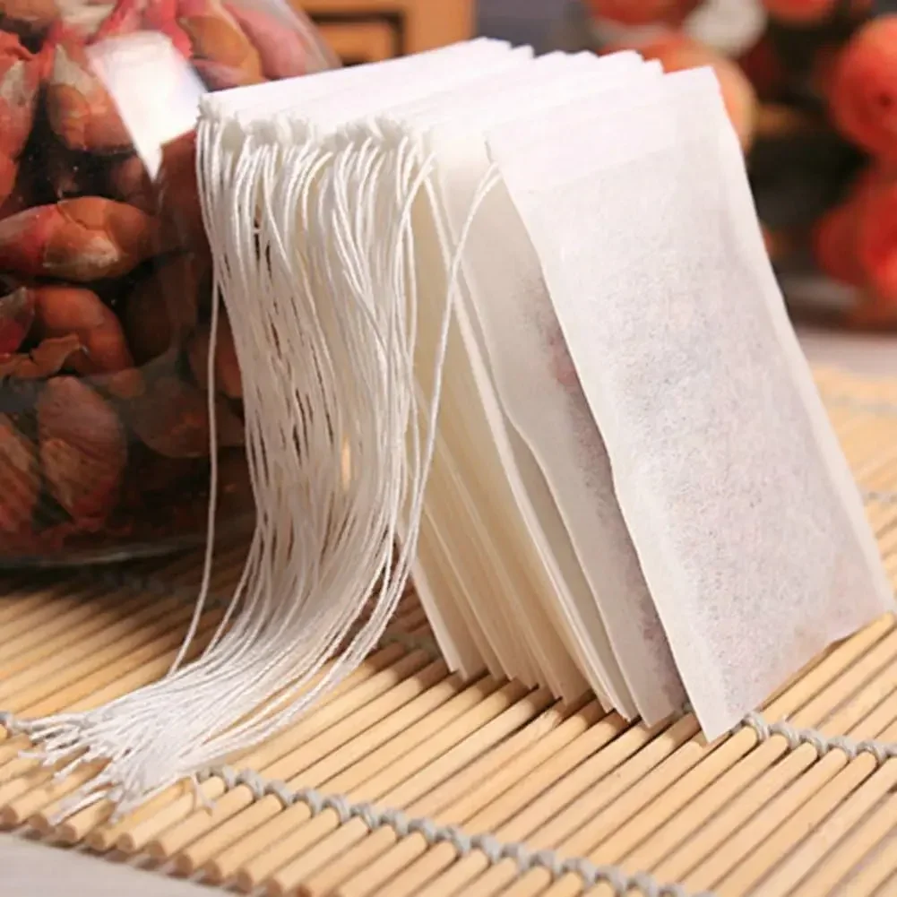100/300pcs Disposable Tea Filter Bags Drawstring Spice Coffee Herb Loose Empty Teabag Eco-Friendly Biodegradable Paper Tea Bags