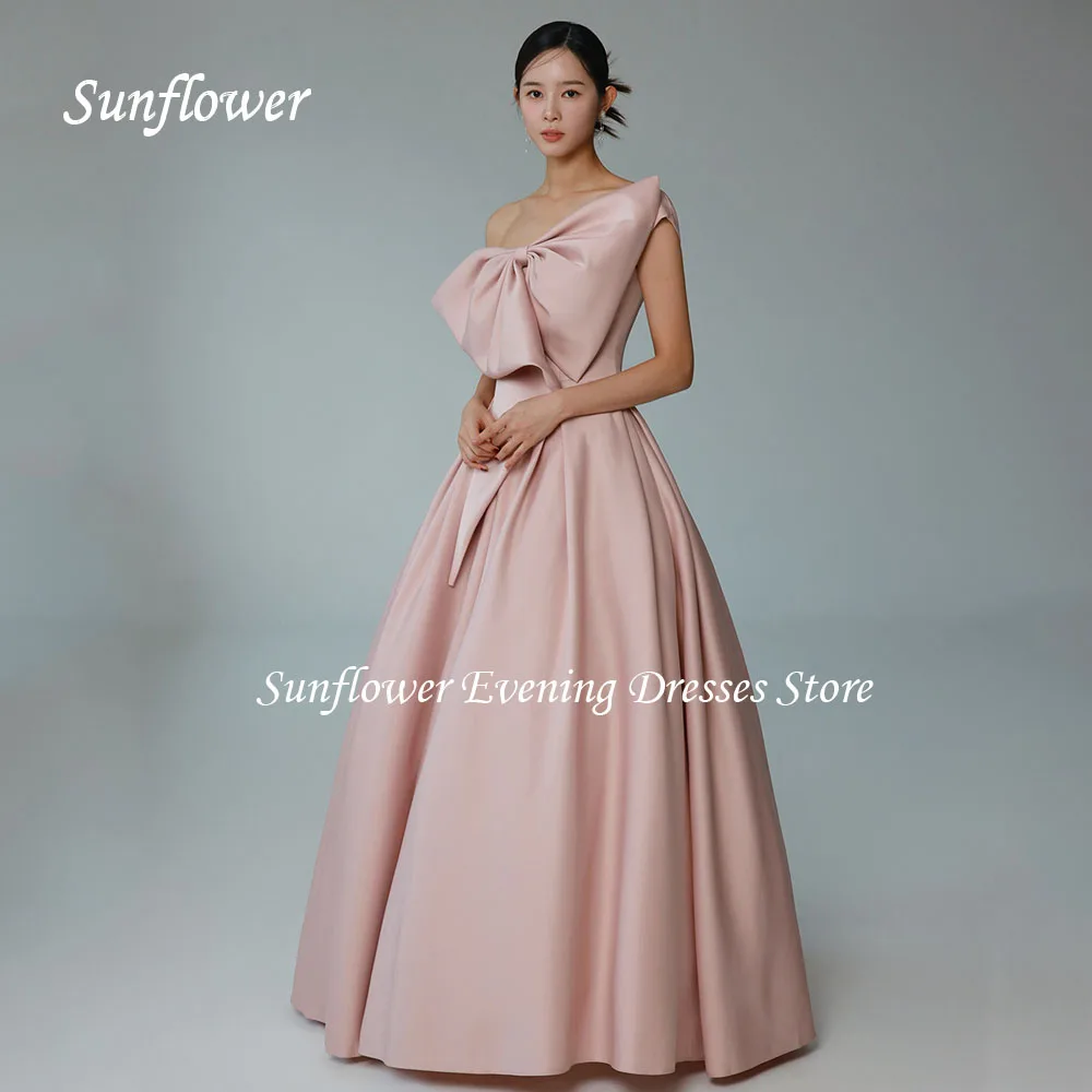 Zonnebloem Roze One-Shoulder Eenvoudige Schoonheid Bruid Trouwfeest Jurk Backless Korea Beautifs Fotografie Trouwjurken Voor Vrouwen