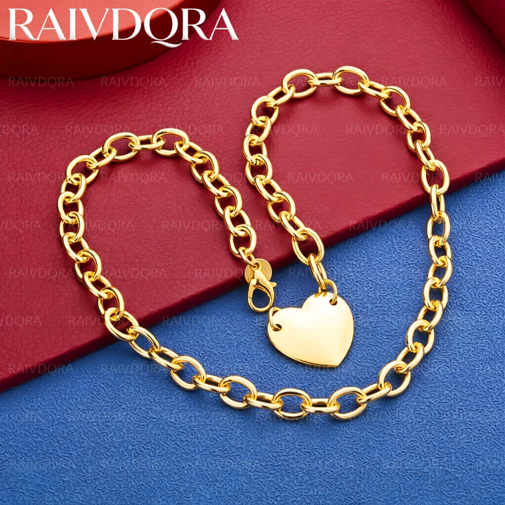 18K Gold Plated Heart Chain Necklace For Women Fashion Jewelry Romantic Elegant Engagement Accessories Anniversary