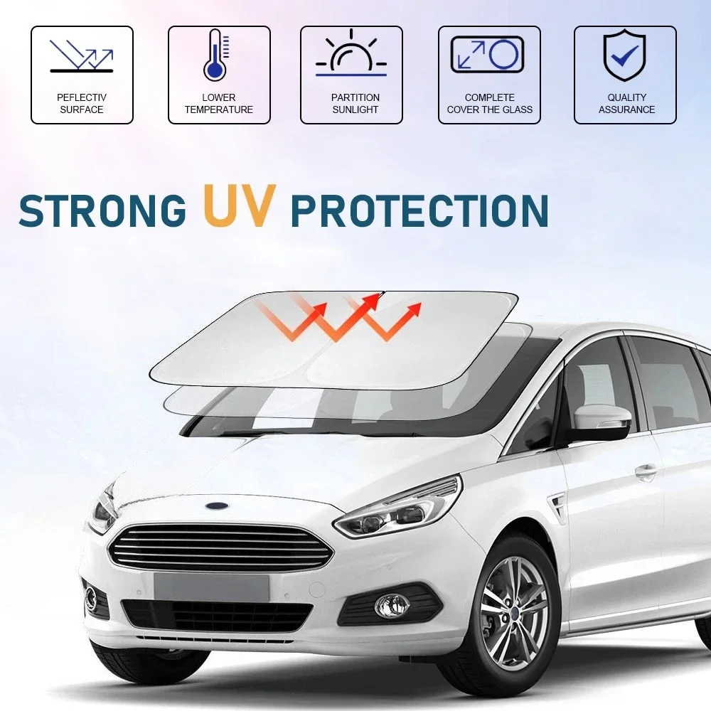 Для Ford S-Max SMax 2006-2018 2019 2021 2022 2023: Солнцезащитный козырек на лобовое и боковые стекла, складной, блокирует УФ-лучи