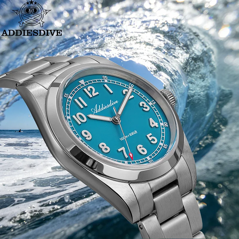 

Новые мужские часы ADDIESDIVE, 36 мм, роскошные кварцевые часы с сапфировым стеклом, нержавеющая сталь 316L, водонепроницаемость 200 м, BGW9, светящиеся часы