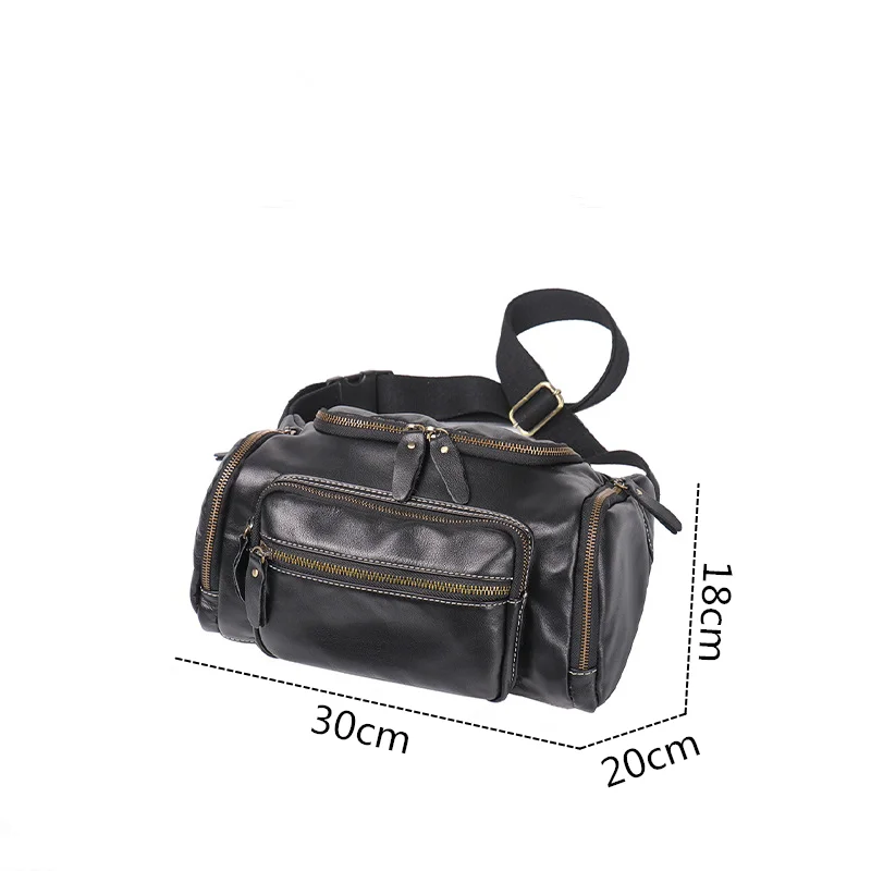 Nesitu High Quality Black Genuine Leather Women Men Shoulder Messenger Bags for Ipad mini Purse Male M3726