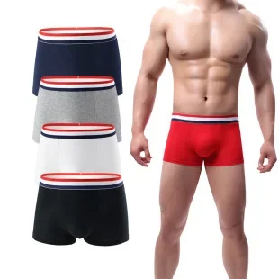 Men's Underwears Elastic Cotton Underwear Boxers Comfortable Breathable Mid Waist Underwear for Male Growth Tightening Delaying