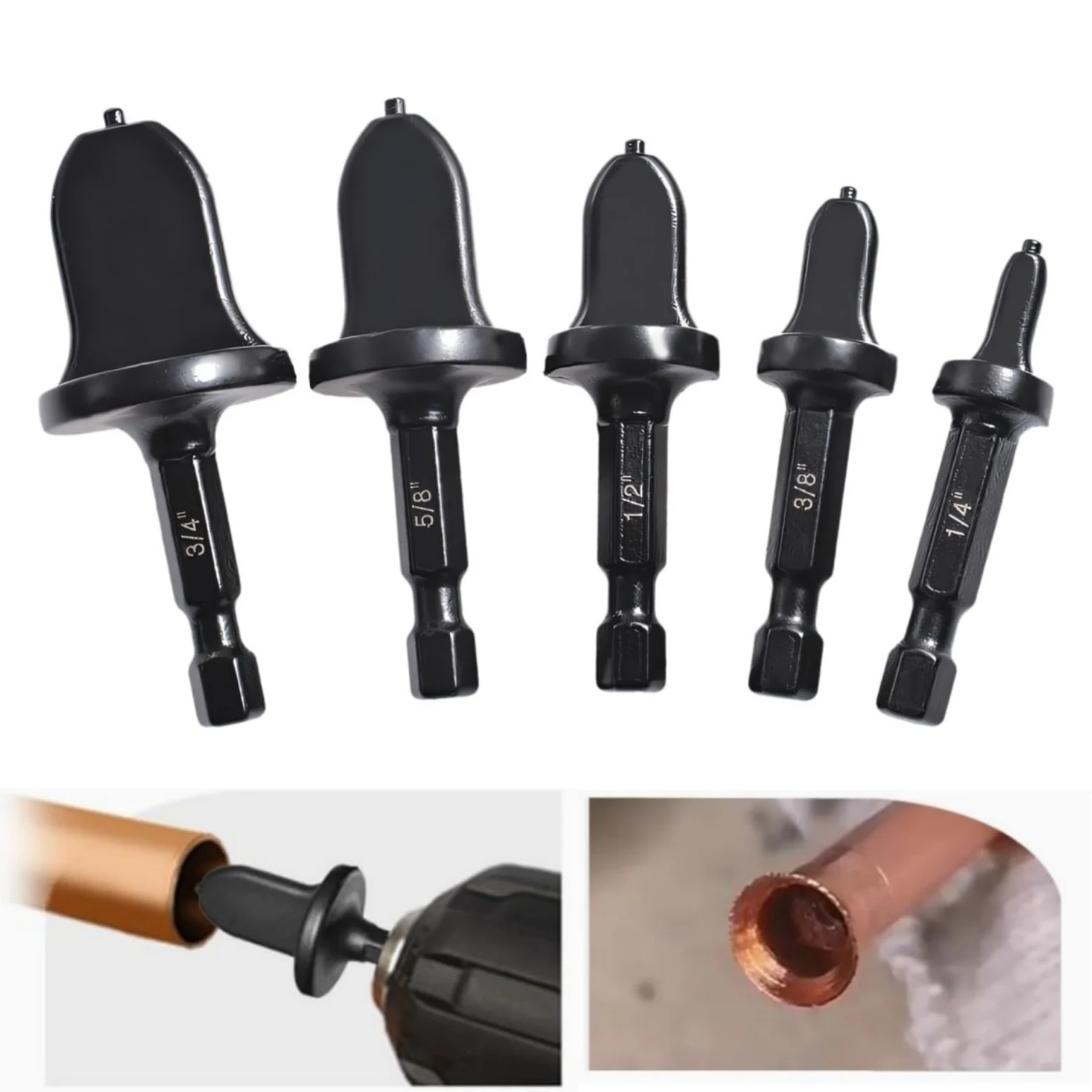 5PCS Tube Flaring Tool Drill Bit Set 1/4 Inch Hex Shank Rapid Swaging Impact Drivers for Electric Drill 1/4 3/8 1/2 5/8 3/4 Pipe