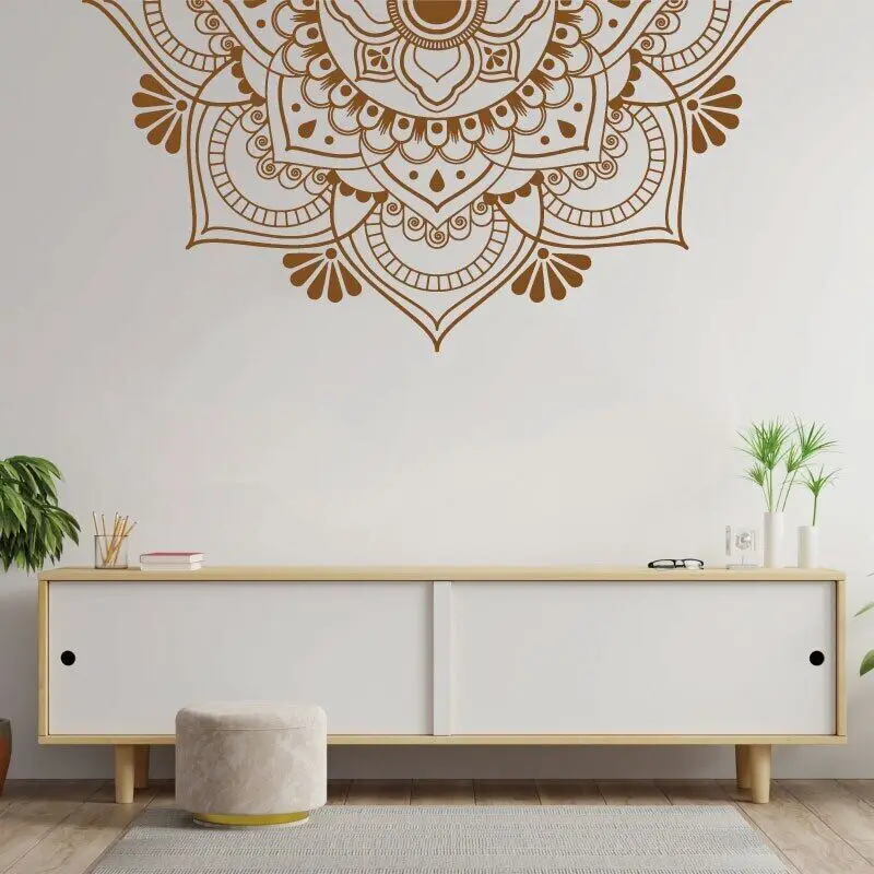 Mandala Dress Up Boho Style Naklejka ścienna Etniczna sztuka Indyjski buddyzm Klub jogi Dom Sypialnia Dekoracja drzwi Winylowa naklejka Prezent M2 — zdjęcie 3