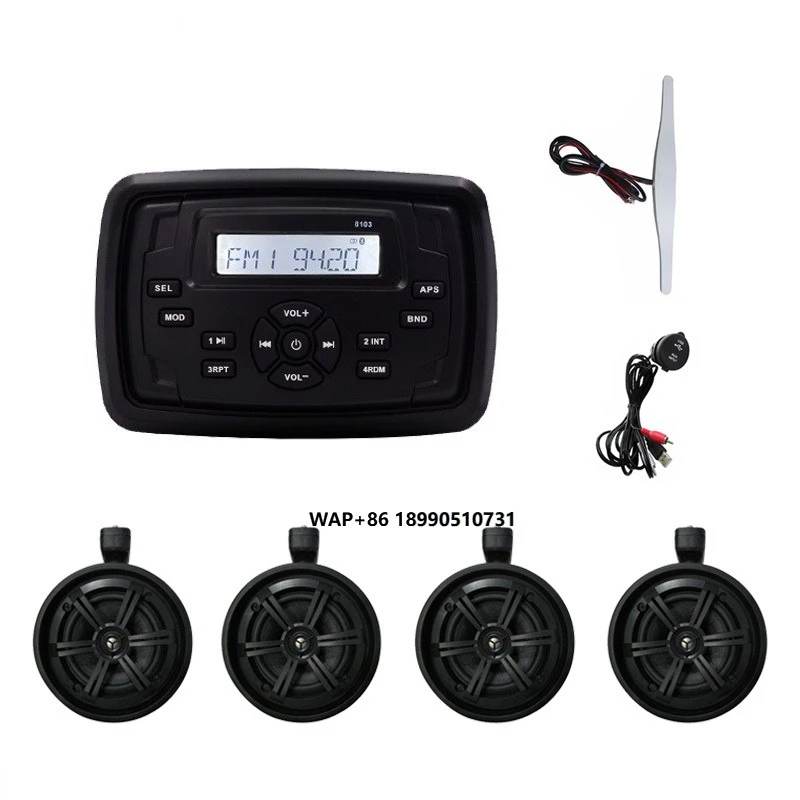 

Marine Stereo Receiver Speaker Kit 6.5 Inch LCD Digital In-Dash BT Amplifier DVD 2 Tower Speakers IP66 Waterproof 4X50W for