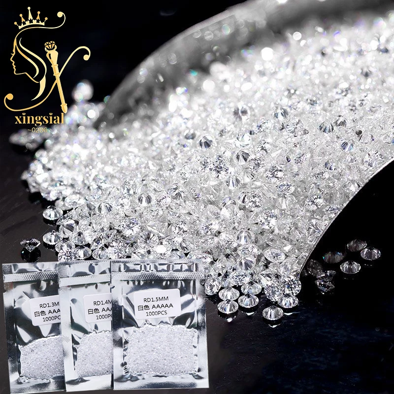 0.7-3.0mm 5A+ Cubic Zircon Factory Wholesale Top Quality Super White Round Cut Cubic Zircon Loose Gemtone For DIY Jewelry Making