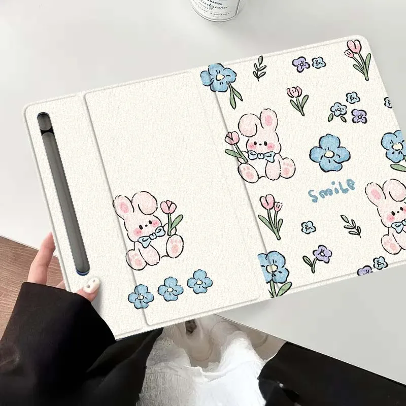 

Cute cartoon rabbit kitten For Samsung Galaxy Tab S7 S8 S9 S10 11 12.4 13.1 FE Plus Lite Inch Cover Tablet Case