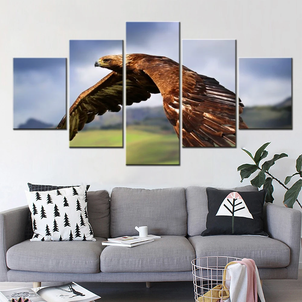 5 Pieces Wall Art Canvas Poster Animals Raptor Wallpaper Painting For Living Room Picture Print Bedroom Mural Home Decoration