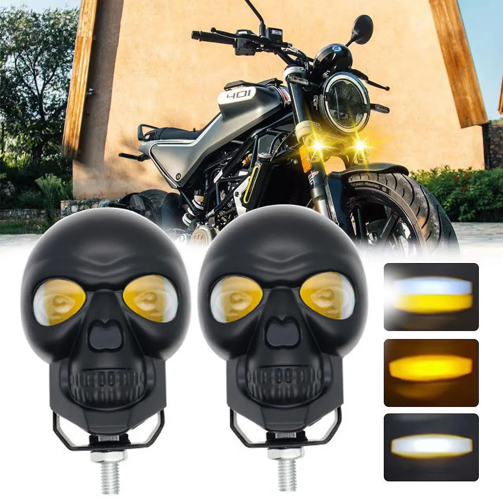 

Motorcycle Skull Fog Lights Auxiliary Lights Brighter Lamp Car LED Headlamp Safe Waterproof Halloween Skull Decoration Headlamp