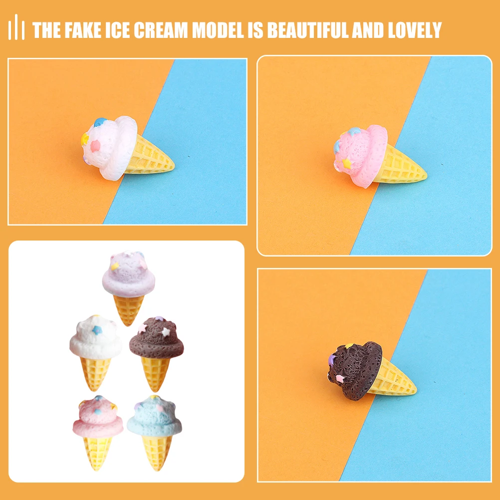 

15pcs Simulated Ice Cream Cone Toys Resin Craft Decor Educational Playsets Mini House Models Photo Props Fake Ice Cream Sweet