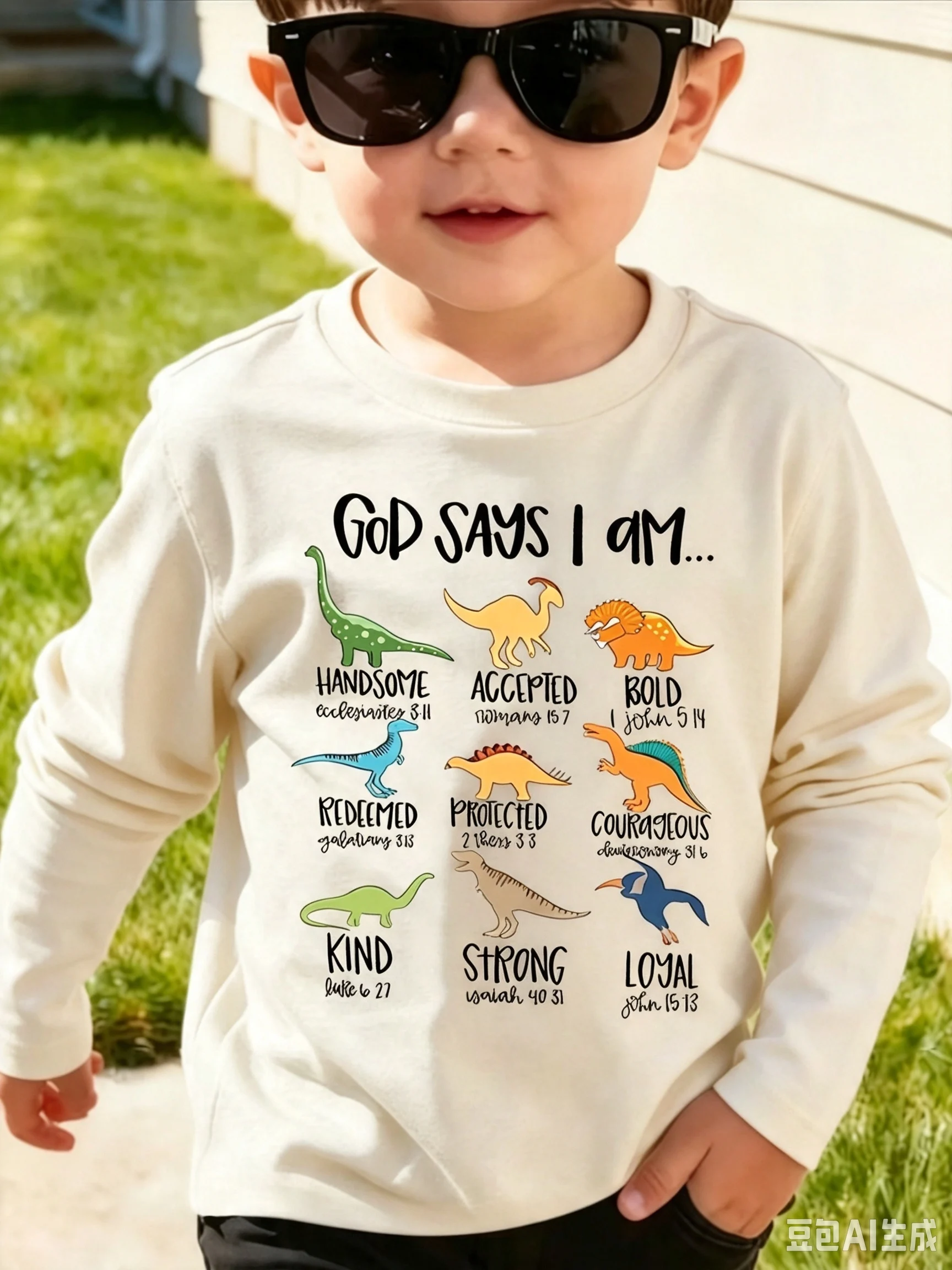 Long-sleeved, Crew-neck T-shirt Featuring A Cool, Stylish Cartoon Print
