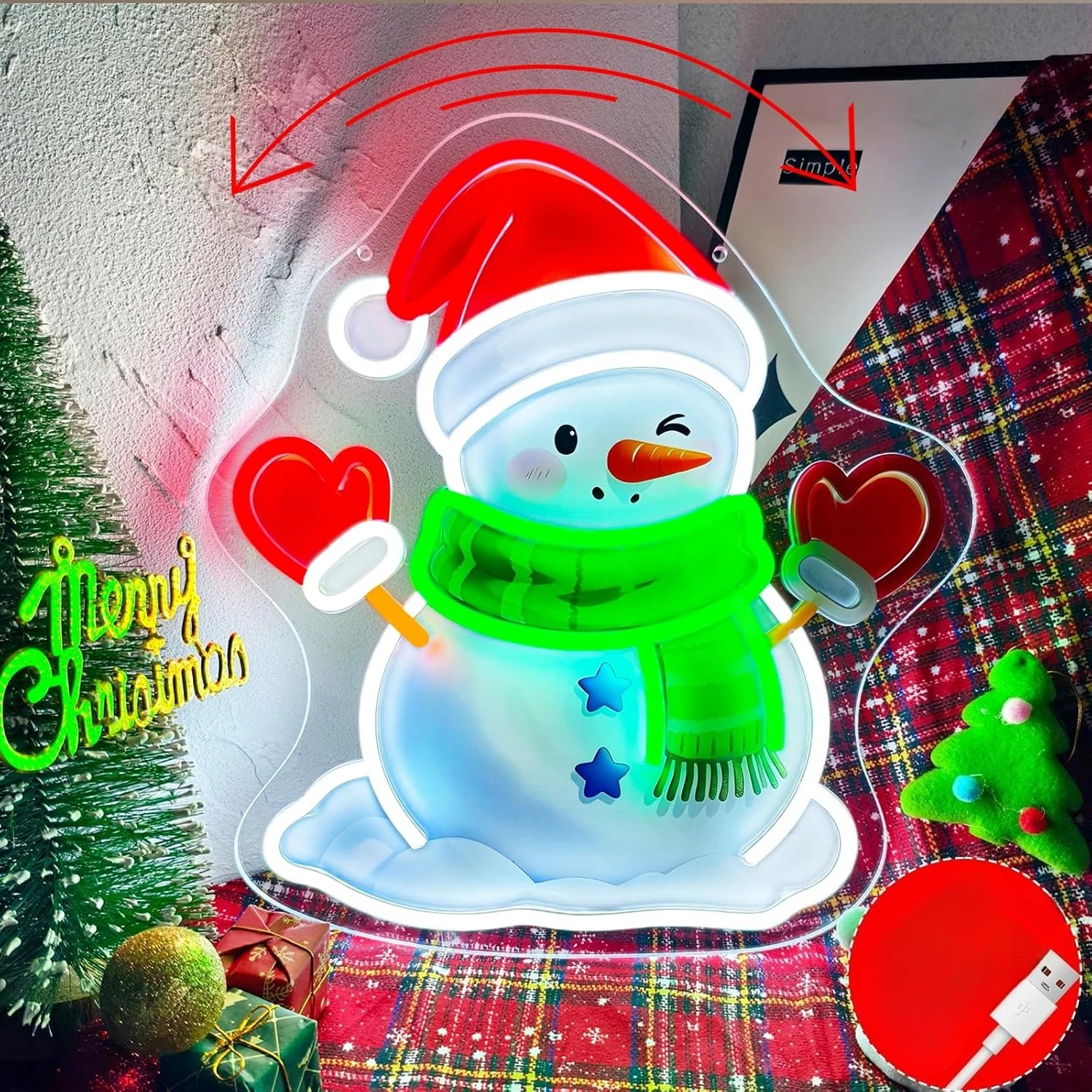 Lighting Christmas Decor - Waving Christmas Snowman LED Neon Sign