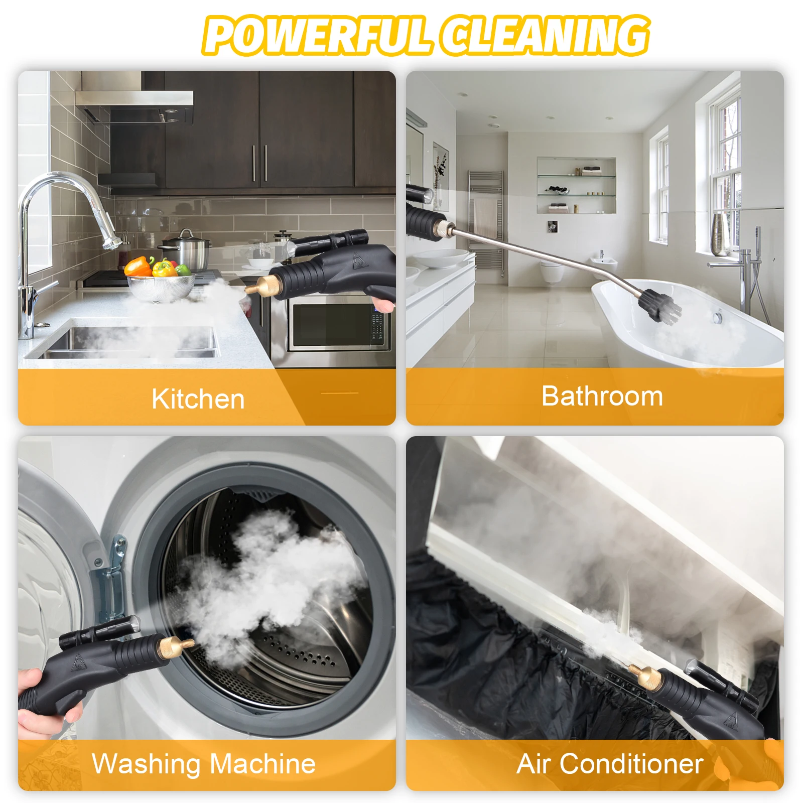 3000W Handheld Steam Cleaners 4L Capacity High Temperature Fast Heating 5 Bar High Pressure Steamer Cleaner with Voice Prompt