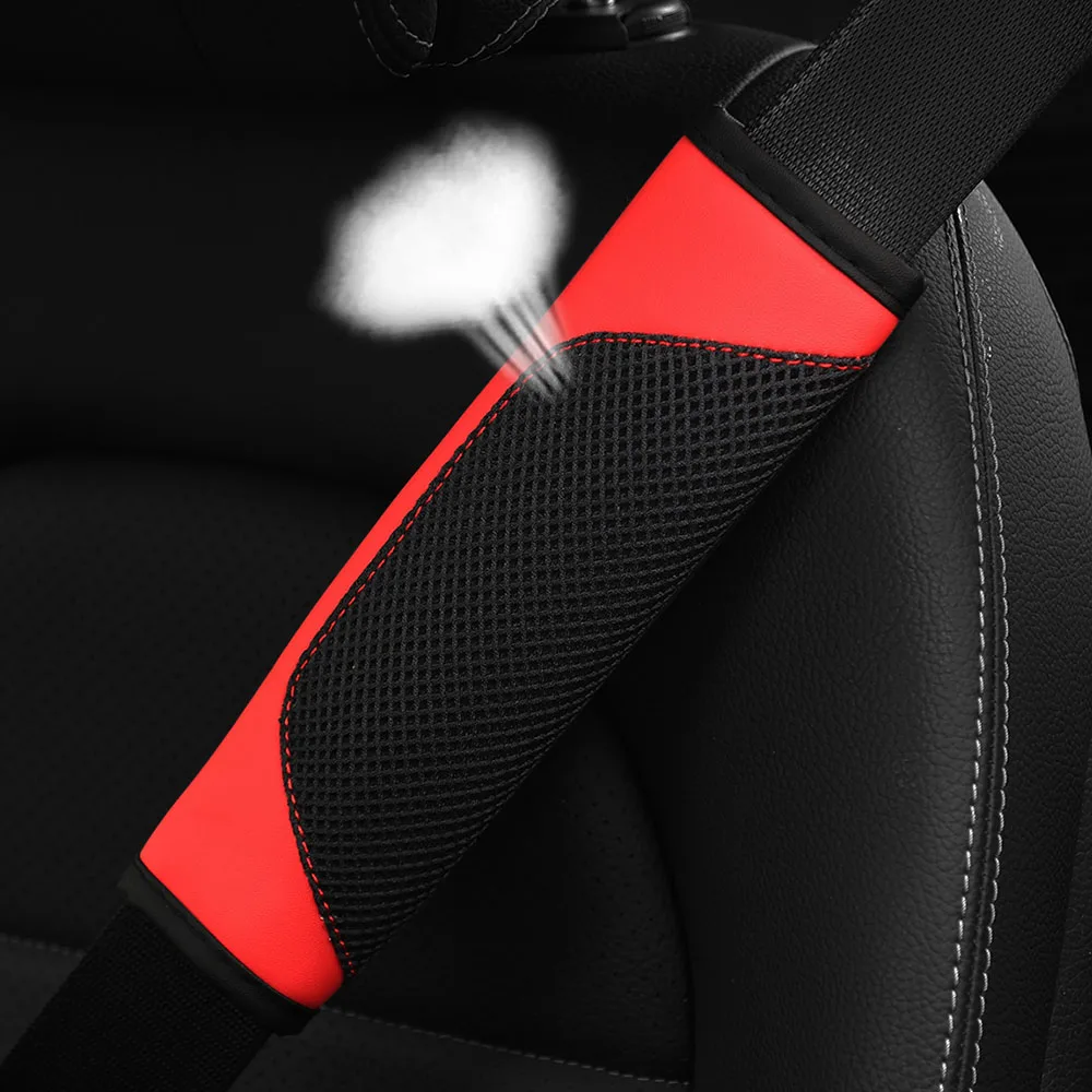 A Three-dimensional Mesh Cloth Leather Breathable Car Seat Belt Shoulder Strap Cover Insurance Strap Cover Automotive Supplies
