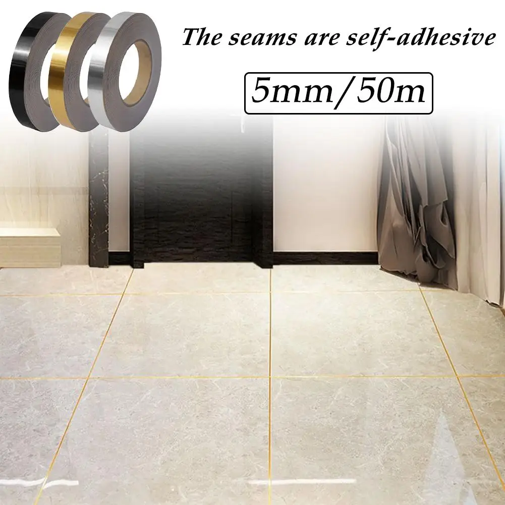 50M Self Adhesive Floor Tile Stickers Waterproof Wall Sealing Tape Strip Floor Tile Beauty Seam Sticker For Floor Decoratio C3G6