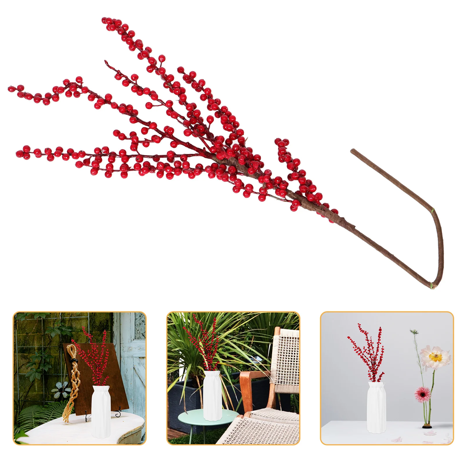 

Red Berry Branches Artificial Faux Stems Christmas Holiday Decor Vase Fillers Floral Arrangements Centerpieces
