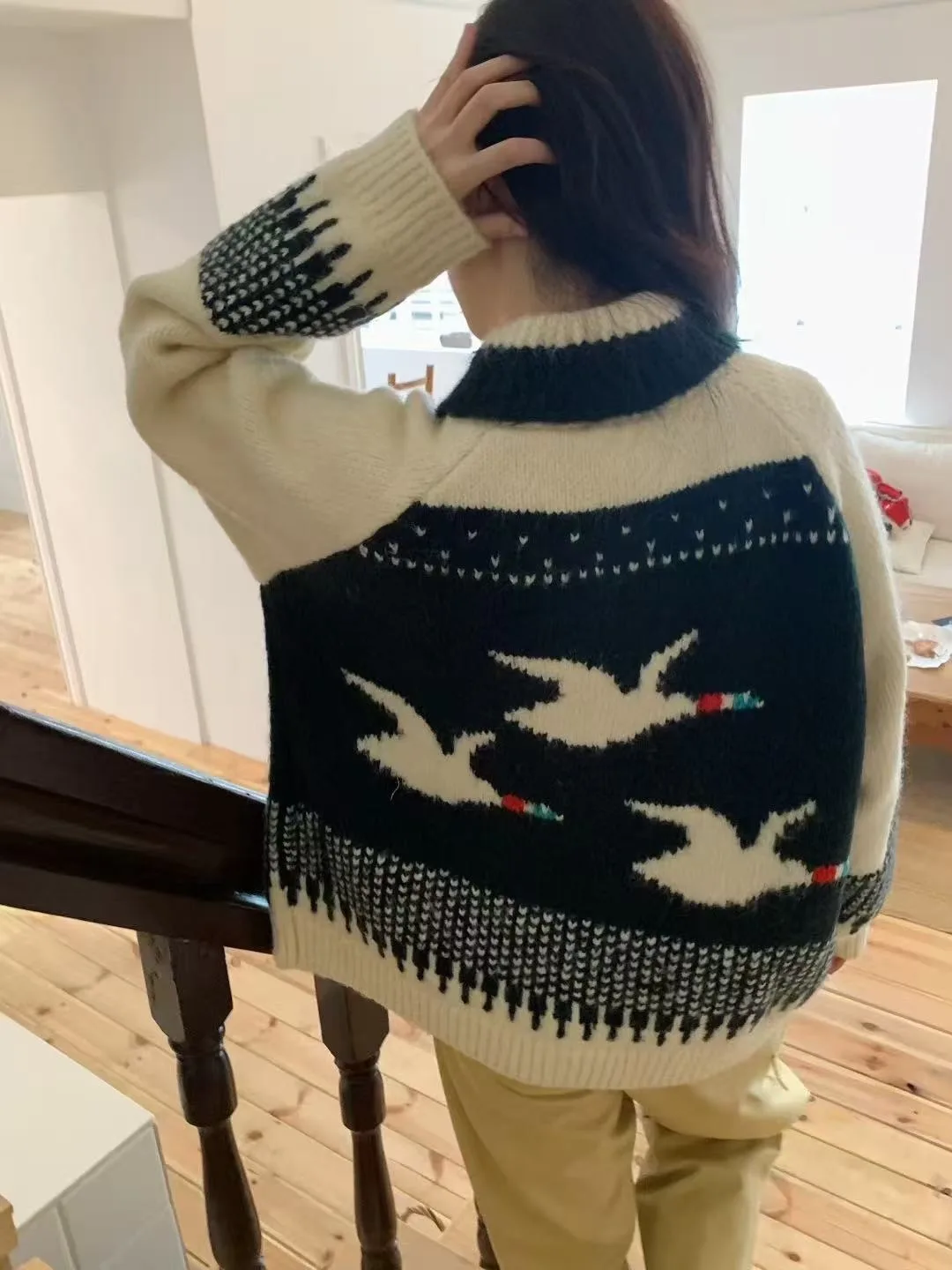 كارديجان نسائي أنيق جديد لفصلي الخريف والشتاء، تصميم عصري مضاد للشيخوخة بنقشة فير آيل، ناعم بأكمام طويلة، ملابس خارجية للربيع...