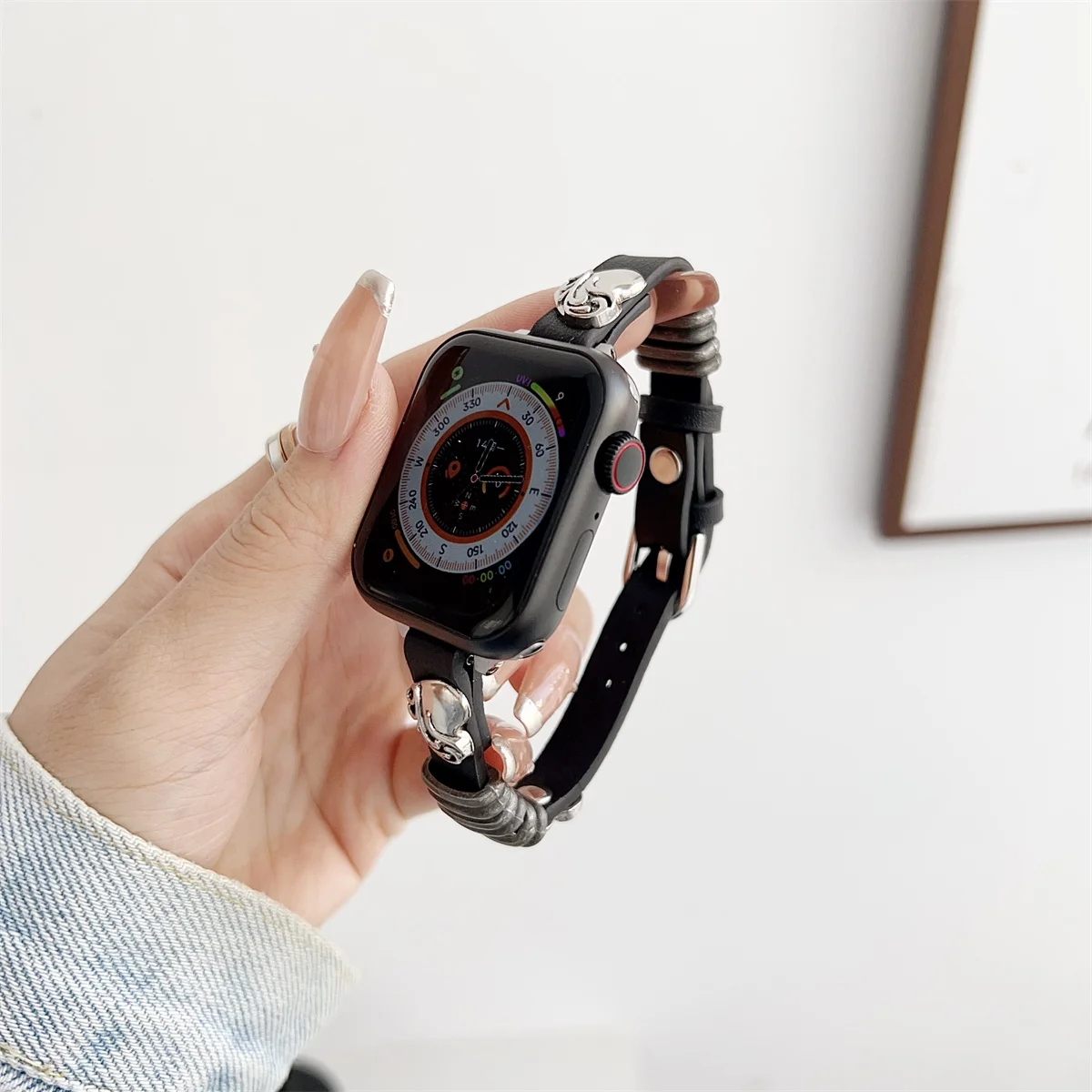 Bracelet de montre pour iWatch 42/44/45/46/49 mm 38/40/41 mm Bracelet de montre tendance en cuir PU pour montres de la série Ultra2 Série 10/9/8/7/6/5/4/3/2/1_voghion.com