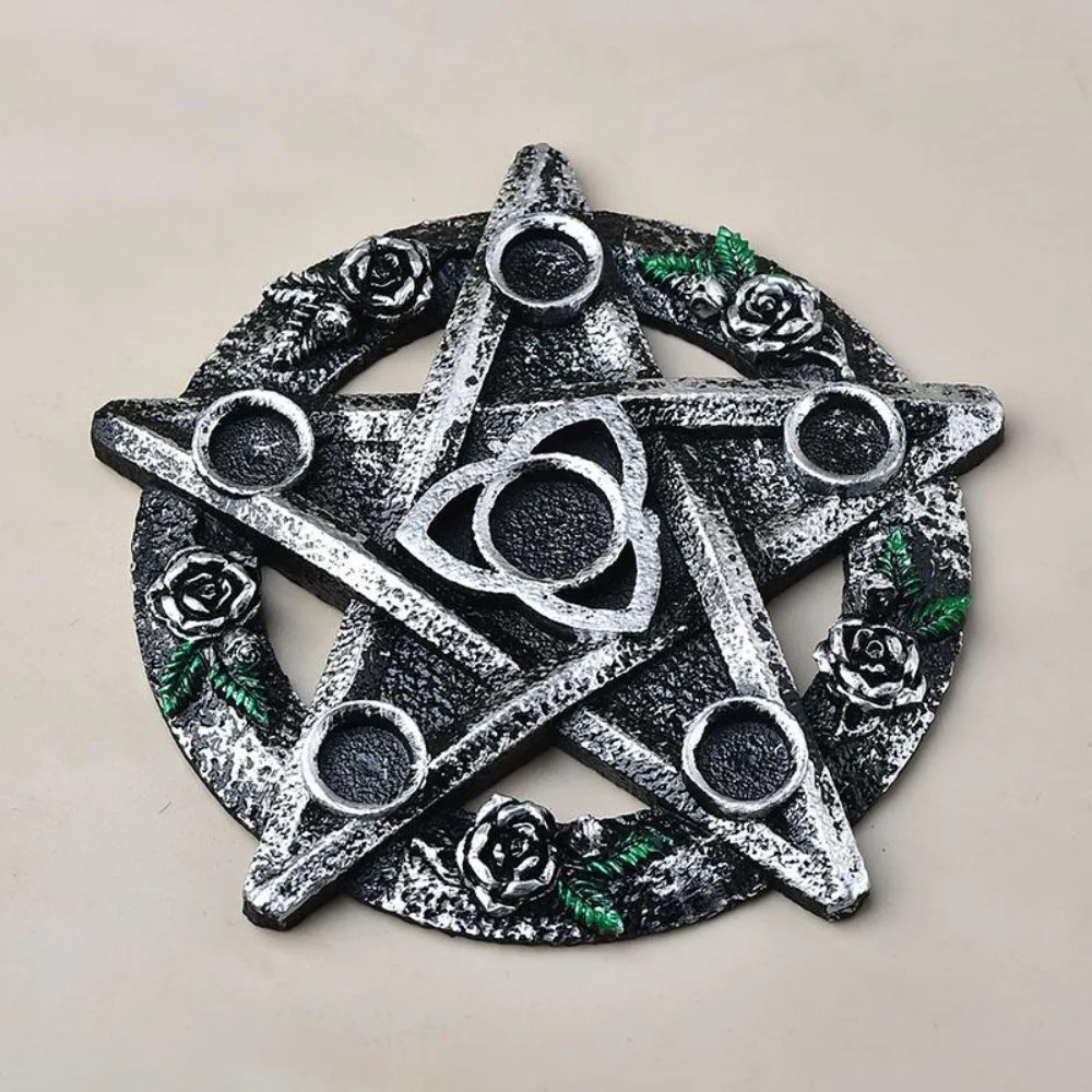 

Pentagram Rose Flower Resin Crafts Ornaments Crystal Ball Display Stand Sphere Holder Six Star Array Goddess of The Earth Altar