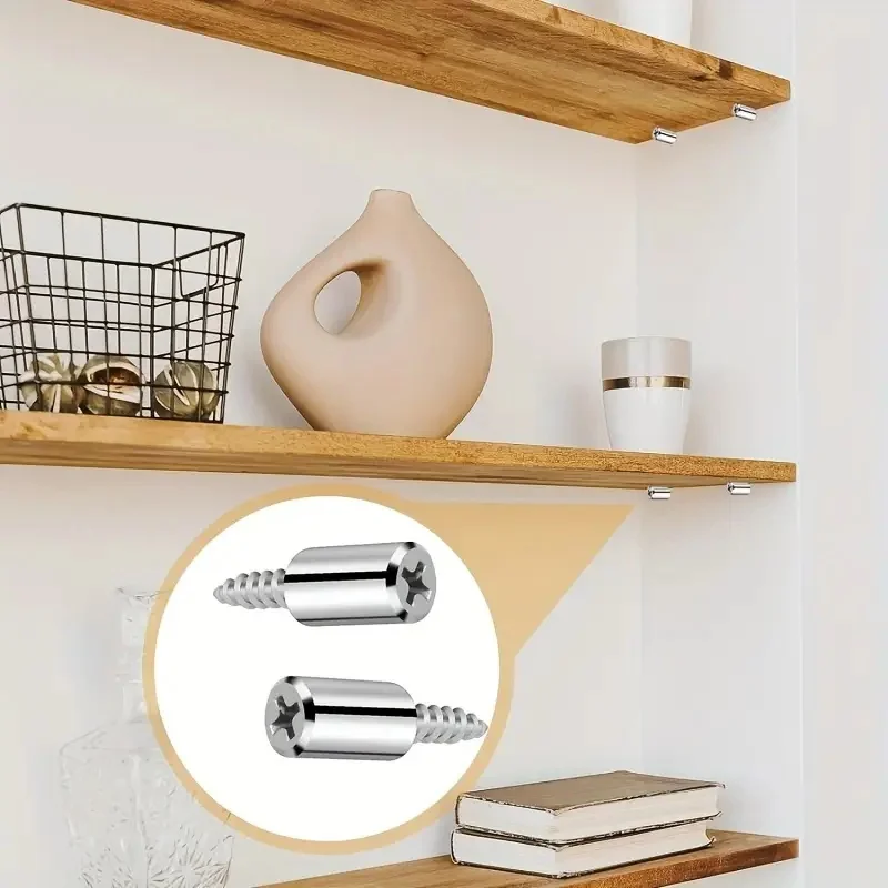 20/80pcs Self-Tapping Screws Cabinet Shelf Support Pegs with Anti-Slip Sleeve, Laminate Layer Plate Holder Bracket for Kitchen