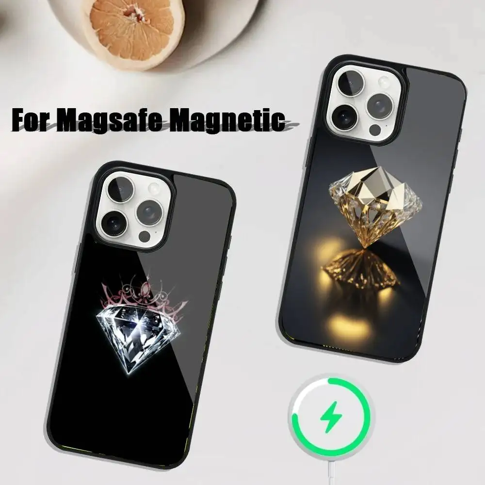 

Luxury Diamond Phone Case For iPhone 16,15,14,13,12,11,Plus,Pro,Max Mini Magsafe Magnetic Wireless Charging