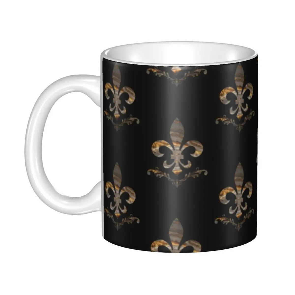 

Royal Fleur De Lis Coffee Mugs DIY Customized Fleur-De-Lys Lily Flower Ceramic Milk Tea Mug Cup