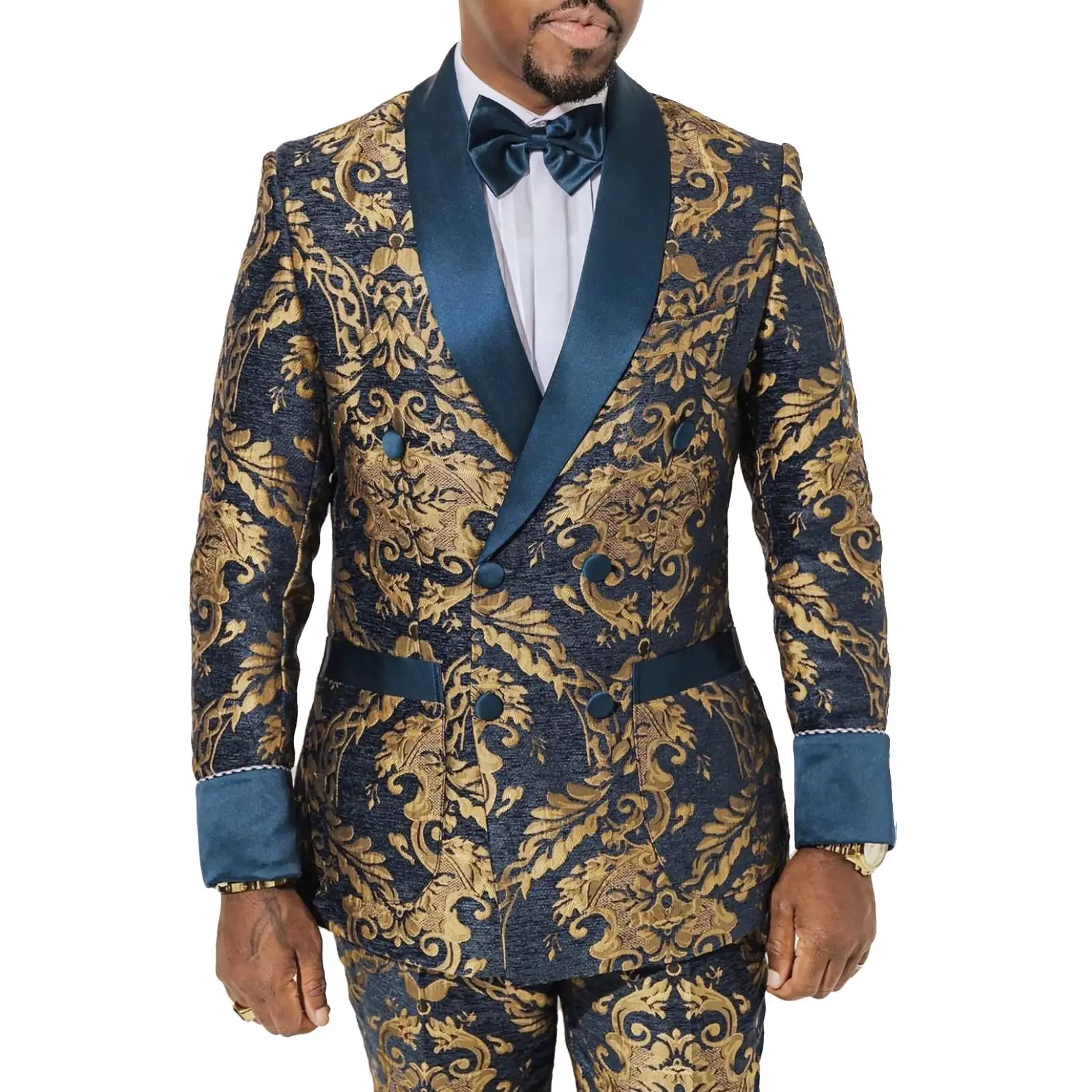 

Fashion Prom Elegant Male Slim Fit Blazer Pants 2 Pieces Classic Sea Blue Suit for Men Wedding Party Groomsman Formal Costumes