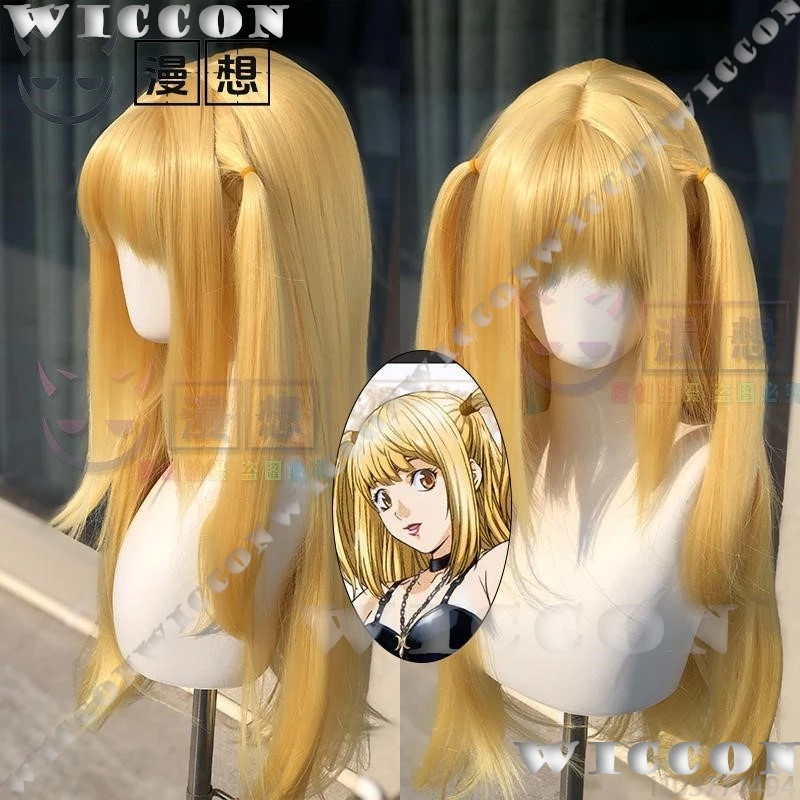 MisaMisa أنيمي الموت تأثيري غير القوطية Y2K فستان أسود شقراء طويلة شعر مستعار الدعامة Jirai Kei فتاة امرأة الزي هالوين مخصص