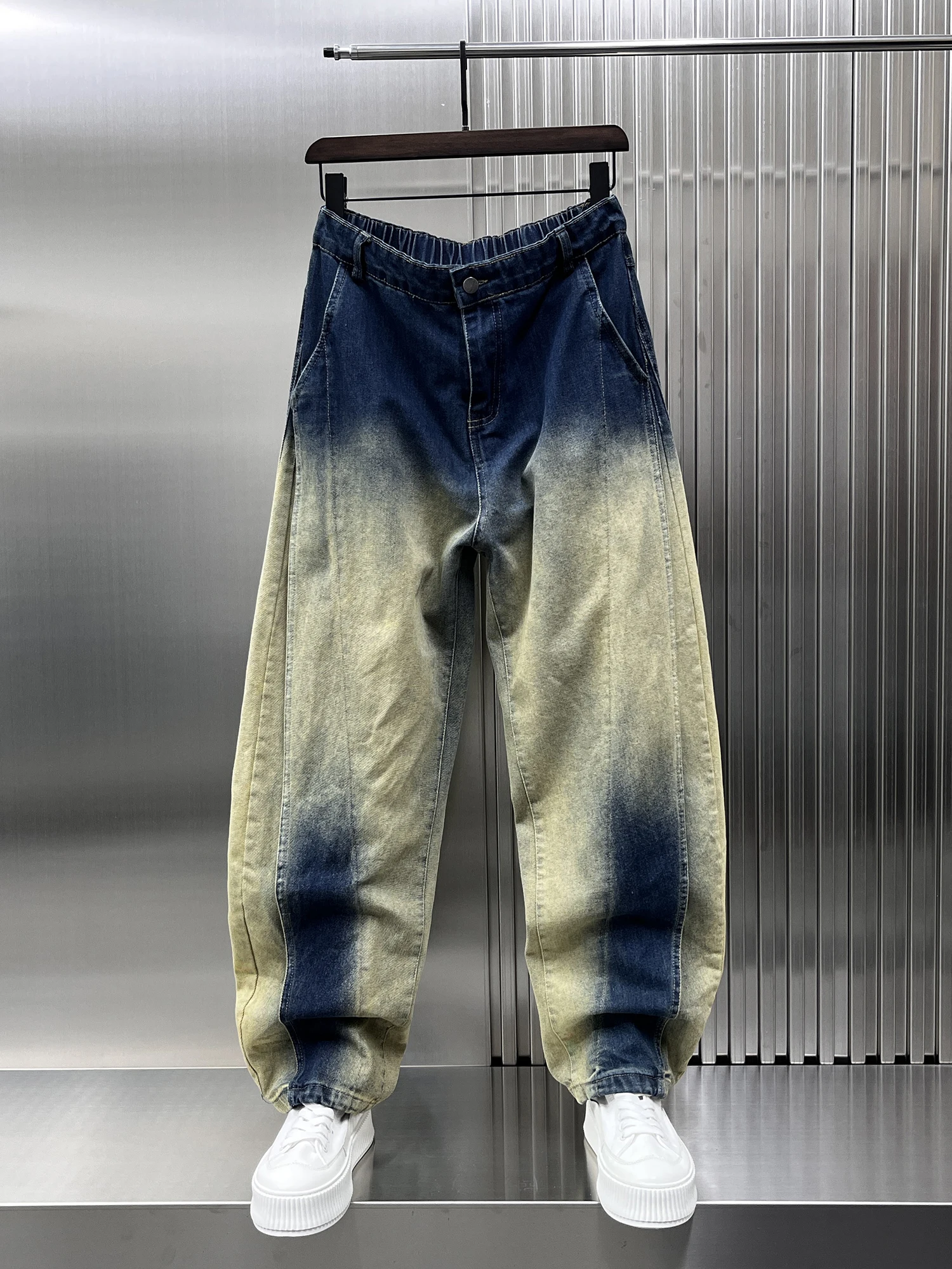 

Мужские джинсы прямого кроя в стиле ретро с эффектом потертости, новинка весеннего сезона, модные износостойкие брюки прямого силуэта