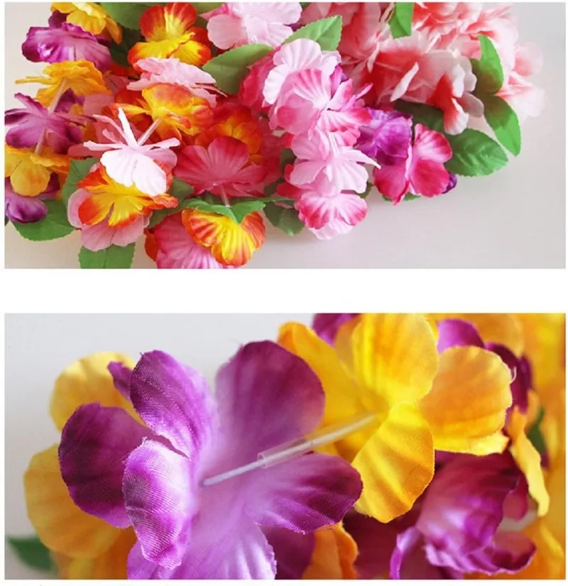 6PCS  Hawaiian Garlands Headband Tropical Hawaiian Flower Headdress Garlands, Summer Beach Pool Party Decorations