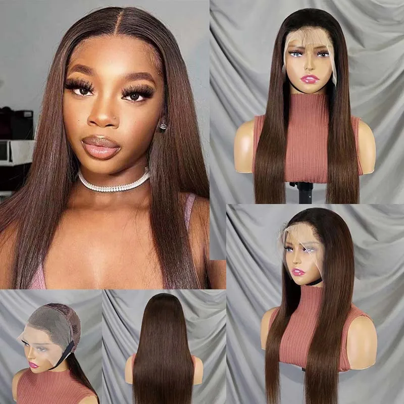 Factory Outlet Pre Colored 1BT4 Straight Lace Frontal Wigs Grade 12A Wig Human Hair Color Wigs Brazilian Remy Human Hair Wigs