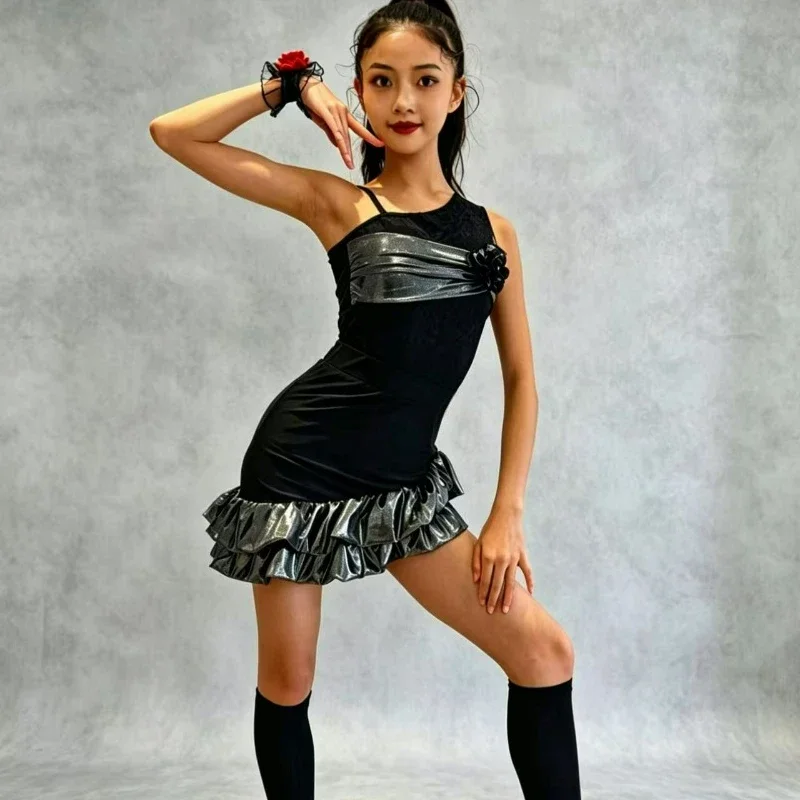 conjunto-de-vestido-de-baile-latino-para-ninas-top-con-flores-irregulares-falda-con-volantes-traje-de-jazz-de-alta-gama-ropa-de-baile-para-cha-cha-rumba