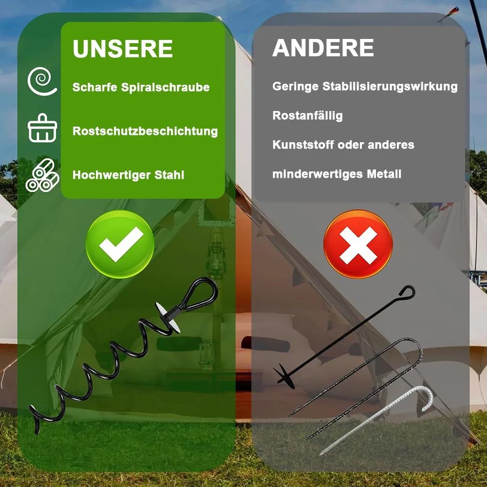 4 Stück Praktische Zelt-Trampolin-Bodenspieße Spiralförmige Anker Teile Langlebige Zelt-Bodenanker Vielseitig Einsetzbare Zeltzubehörteile – Detail 9
