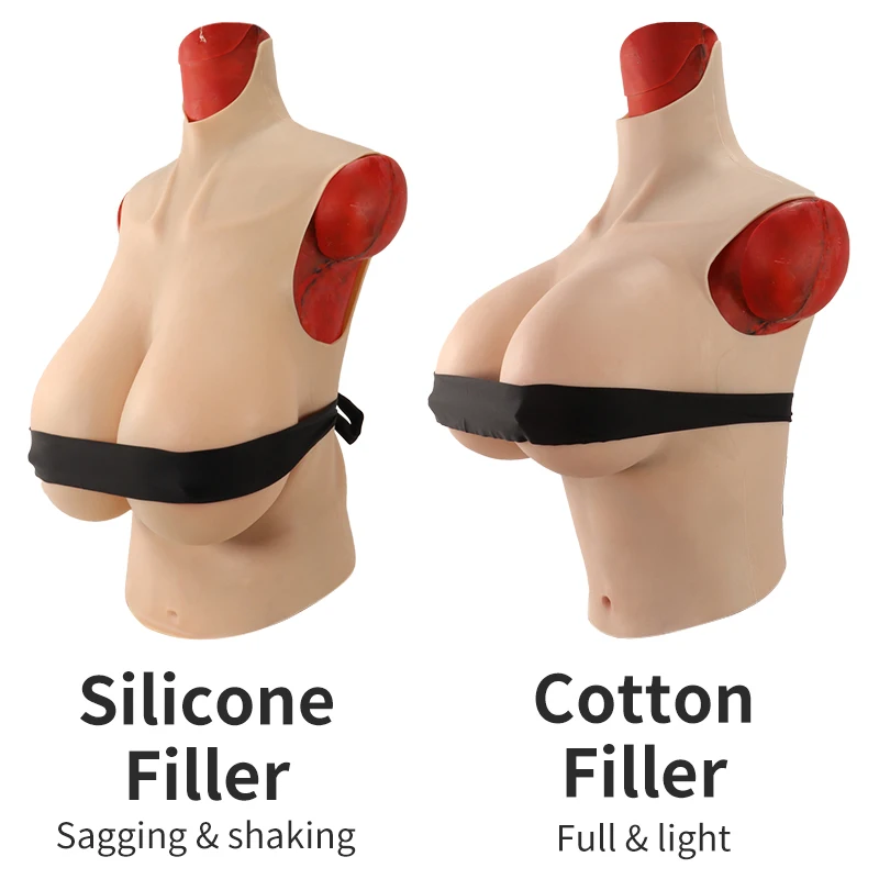 Silicone Realistic Big Boobs Natural Female Fake Huge Cups Breast Forms For Man To Woman Half Body Cosplay Drag Queen