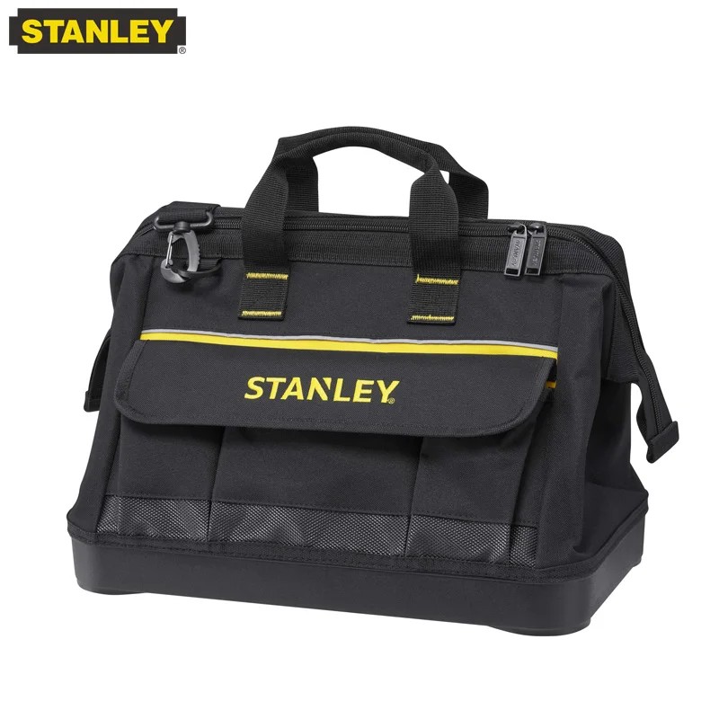 Stanley 600 Denier Open Mouth Tote Tool Bag 16In Plastic Bottom Waterproof Durable Multi-Pocket Storage Bag