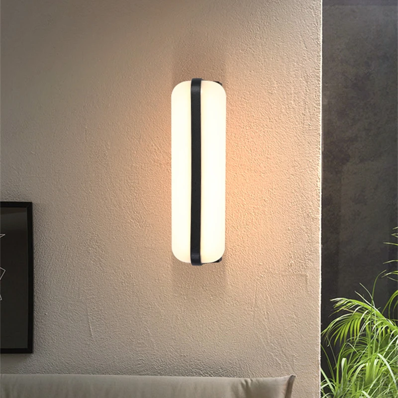 Imagem -05 - Lâmpada de Parede Exterior Led Moderna Plástico Impermeável Preto Branco Jardim Sconce Varanda Varanda Porta Exterior Iluminação de Parede Ip65 10w 20w