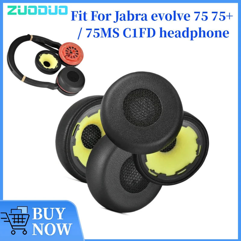 ZUODUO Replacement Earpads For Jabra evolve 75 75+ / 75MS C1FD Ear Cushion Headphone Ear Pad