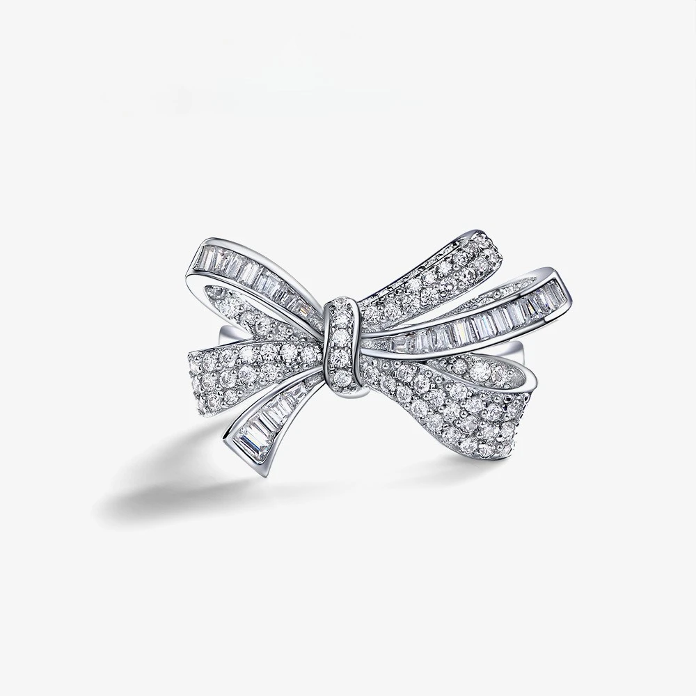 

New S925 Silver White Silver Bow Ring Popular Fashion Ins Hot Selling Handmade Jewelry Wedding Jewelry