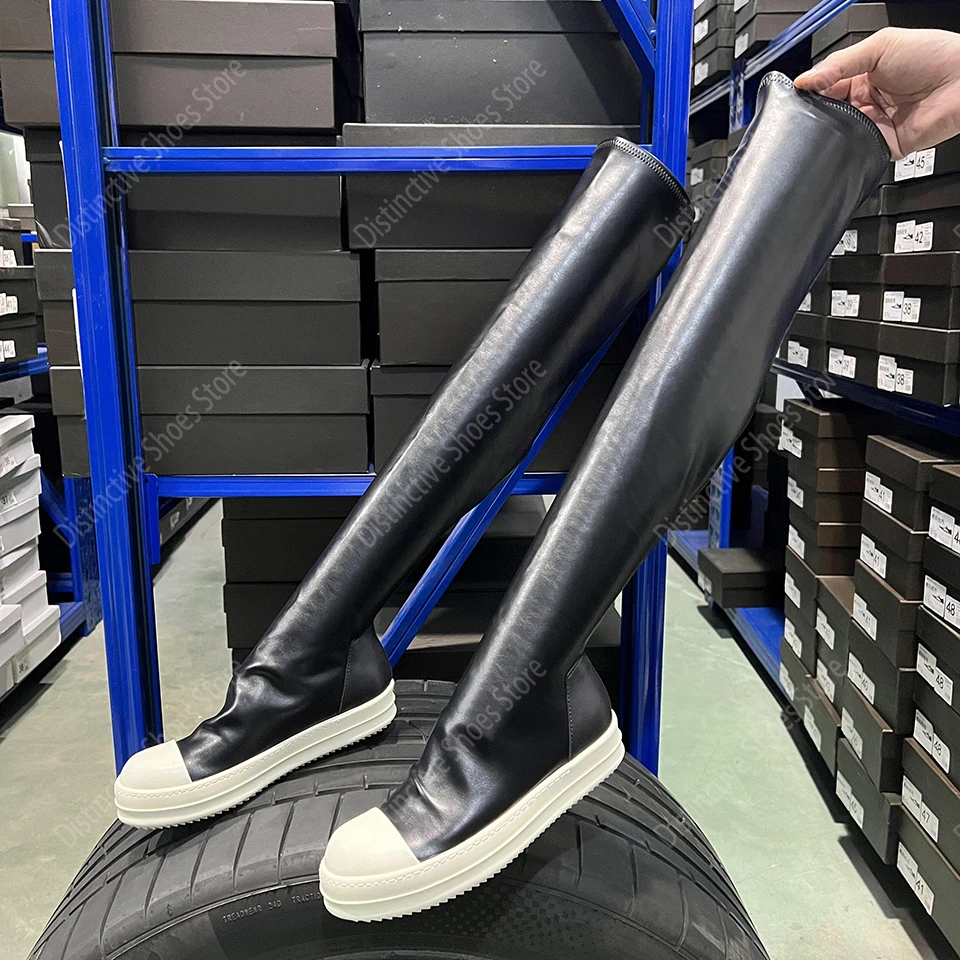 

RO Goddess Inverted Boots Elastic Sheepskin Pleated Women's Boots Men's Fashionable Casual Boot Over The Knee Boots Easy To Wear