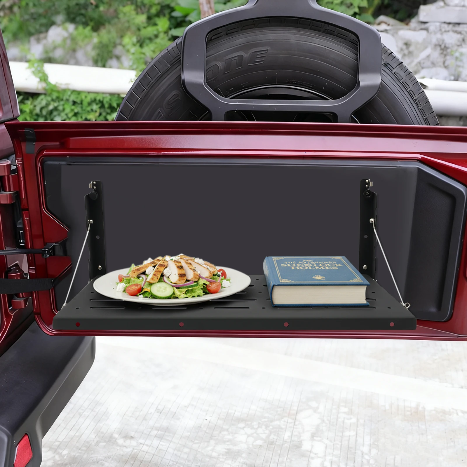 Klappbarer Heckklappen-Tisch 34,01kg/75lbs Tragfähigkeit Tragbarer Klapp-Esstisch für 07-17 Jeep Wrangler JK 2/4-Türer – Detail 11