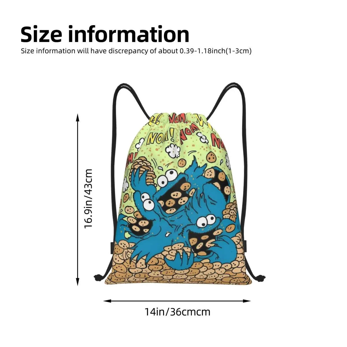 مخصص كوكي الوحش الرباط حقيبة النساء الرجال خفيفة الوزن التعليمية للأطفال التلفزيون الرياضة الصالة الرياضية تخزين الظهر #4